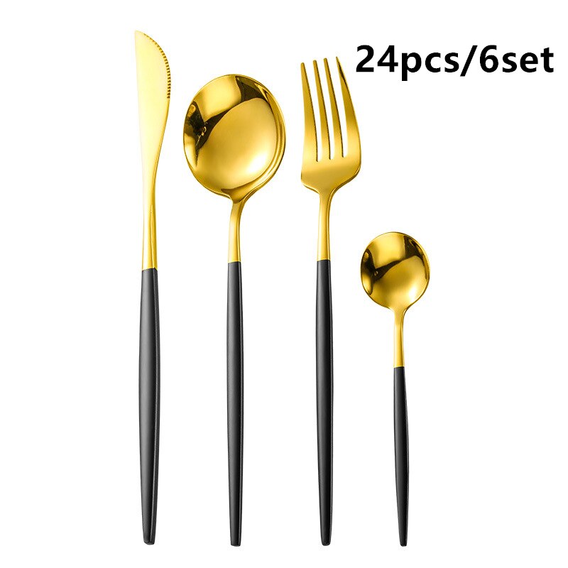 Gold Cutlery Set Stainless Steel Dinnerware Silverware Knife Fork Spoon