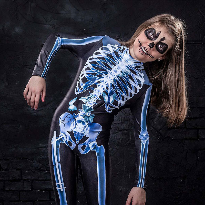 Halloween Party Skull Skeleton Costumes Kids Child Scary Monster Demon Devil