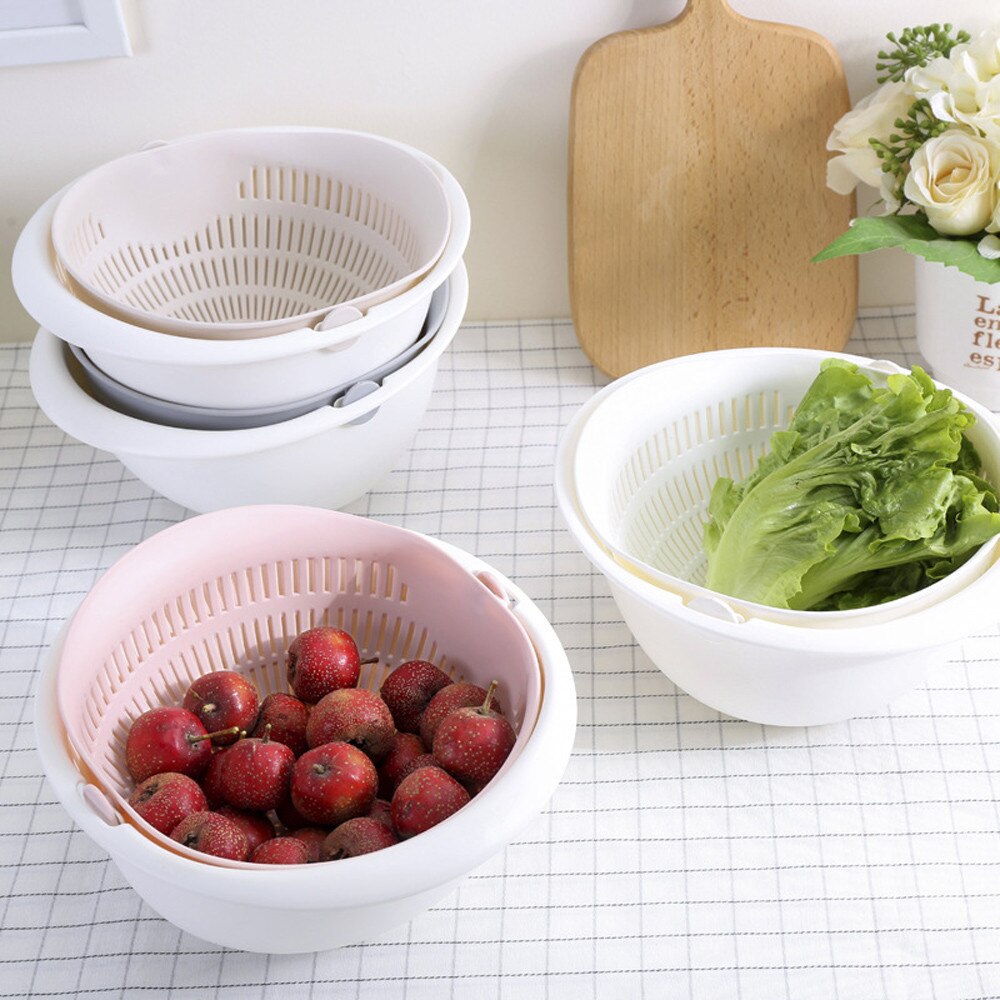 Pack of 2 Double Drain Basket Bowl Strainer