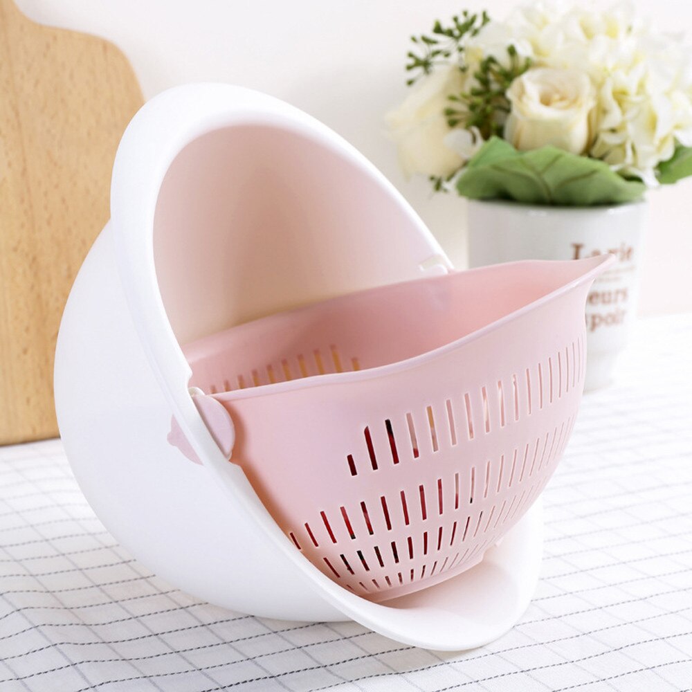 Pack of 2 Double Drain Basket Bowl Strainer