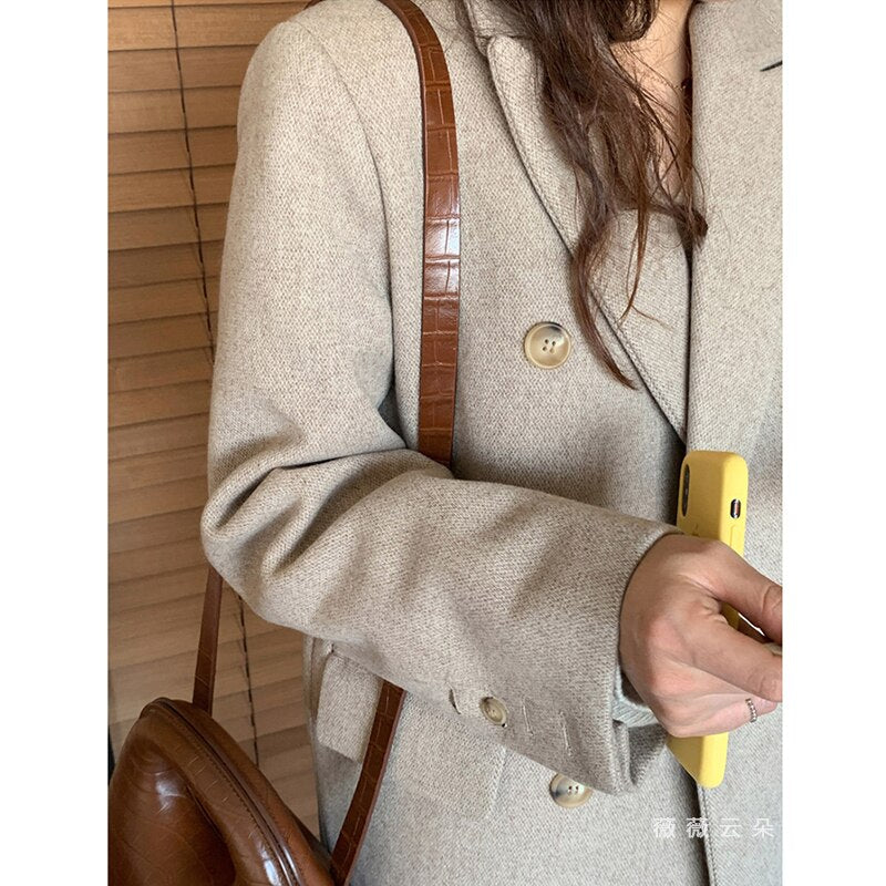 New Chic Woolen Women Jacket Office Lady Work Coat
