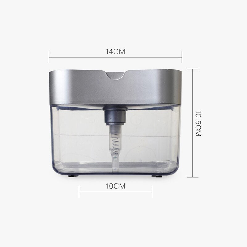 2 in 1 Sponge Box With Soap Dispenser Push Type Liquid Dish Brush