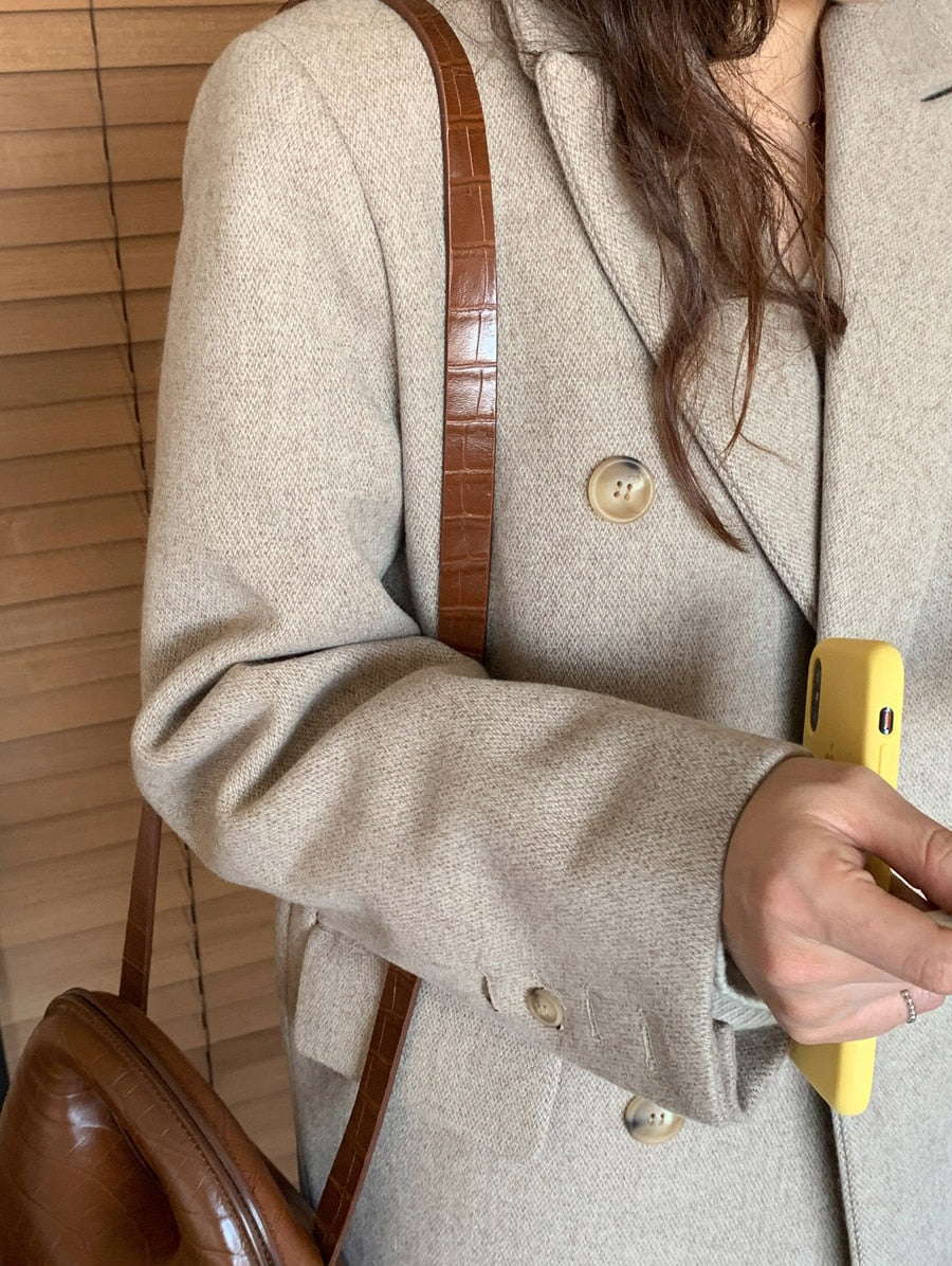 New Chic Woolen Women Jacket Office Lady Work Coat