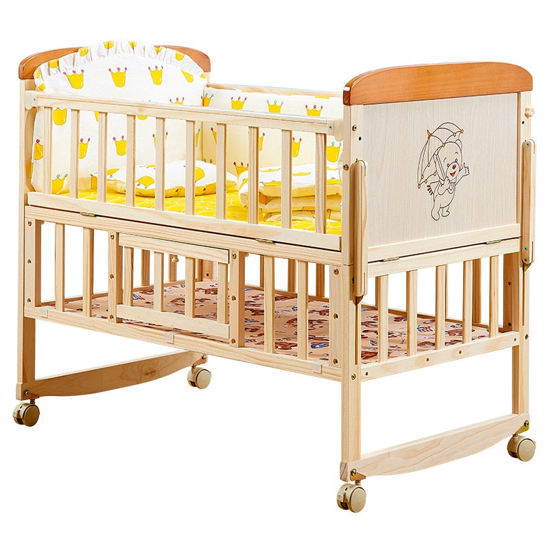 Solid Wood Crib Paint-Free Baby Bed Bassinet