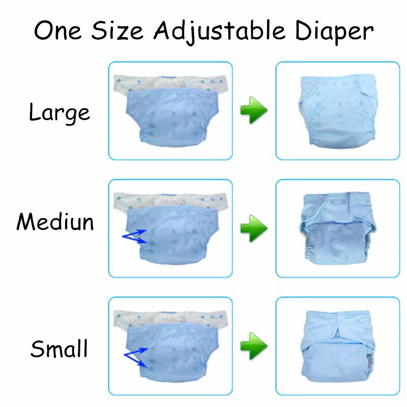 Pack of 5 - Reusable Cloth Diaper Adjustable Baby Nappies Washable Fit 3-15 kg