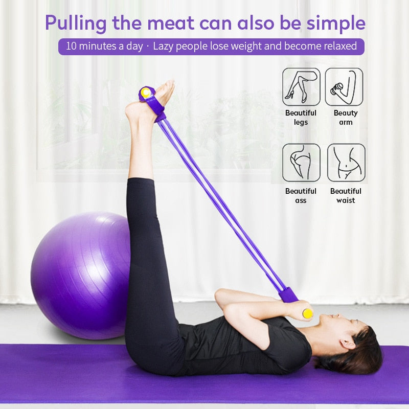 4 Tubes Resistance Bands Elastic Pull Ropes Exerciser