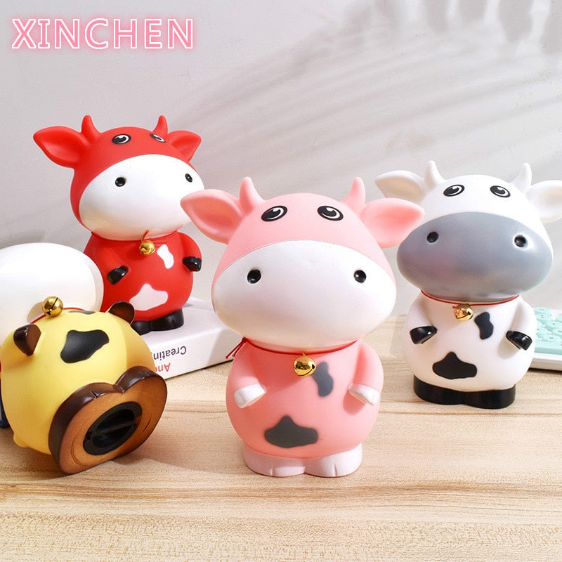Piggy Bank for Kids - Animal Cow Money Box Safe