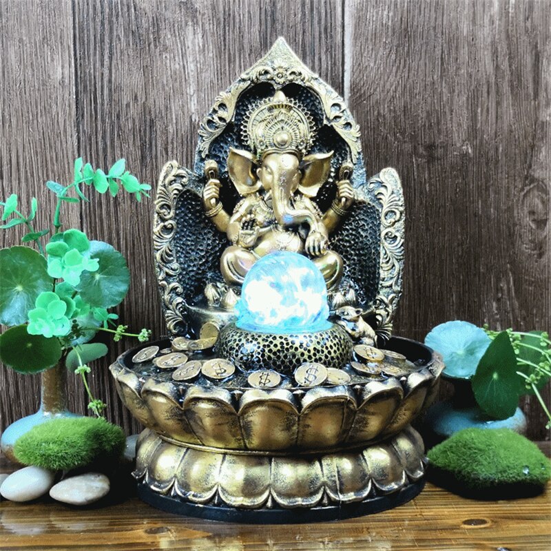 Ganesha Statue Elephant Hindu God Idol Water Fountain