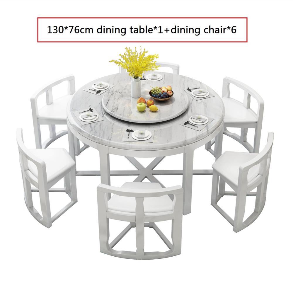 Modern Marble and Solid Wood Round Dining Table