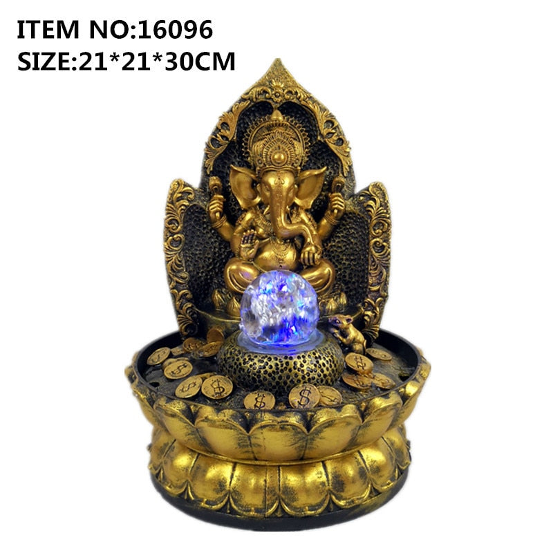 Ganesha Statue Elephant Hindu God Idol Water Fountain