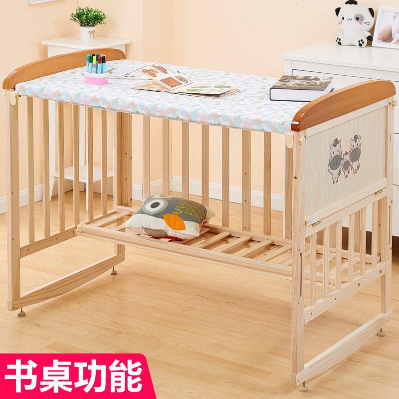 Solid Wood Crib Paint-Free Baby Bed Bassinet