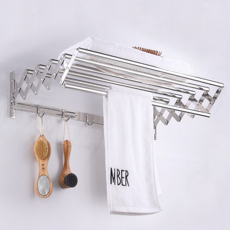 Folding Towel Rack Stainless Steel Wall Mount Drying Rack