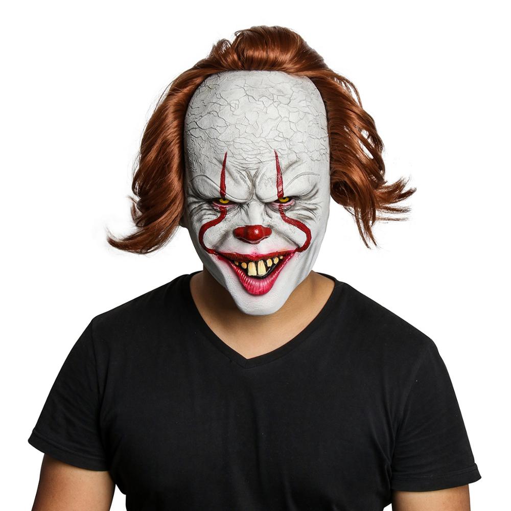 Joker Mask Cosplay Horror Scary Clown Mask with Green Hair Wig Halloween Costume