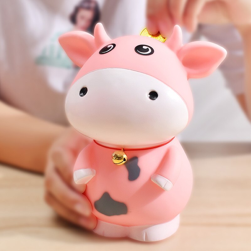 Piggy Bank for Kids - Animal Cow Money Box Safe