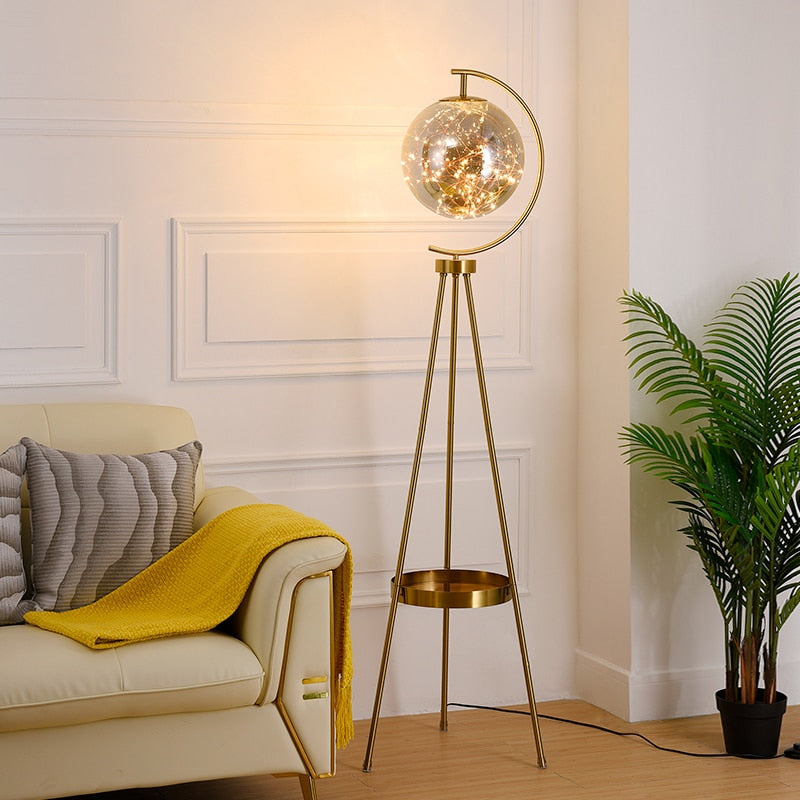 Floor Lamp for Living Room with Glass Ball