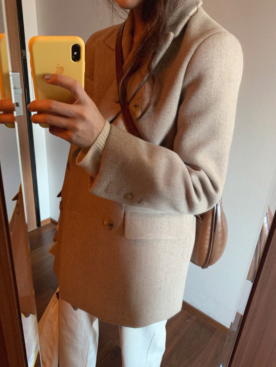 New Chic Woolen Women Jacket Office Lady Work Coat