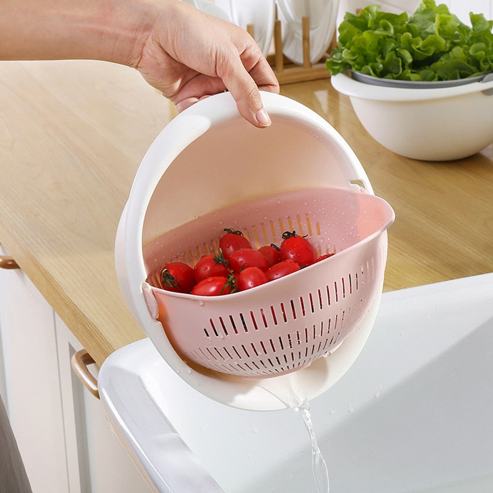 Pack of 2 Double Drain Basket Bowl Strainer