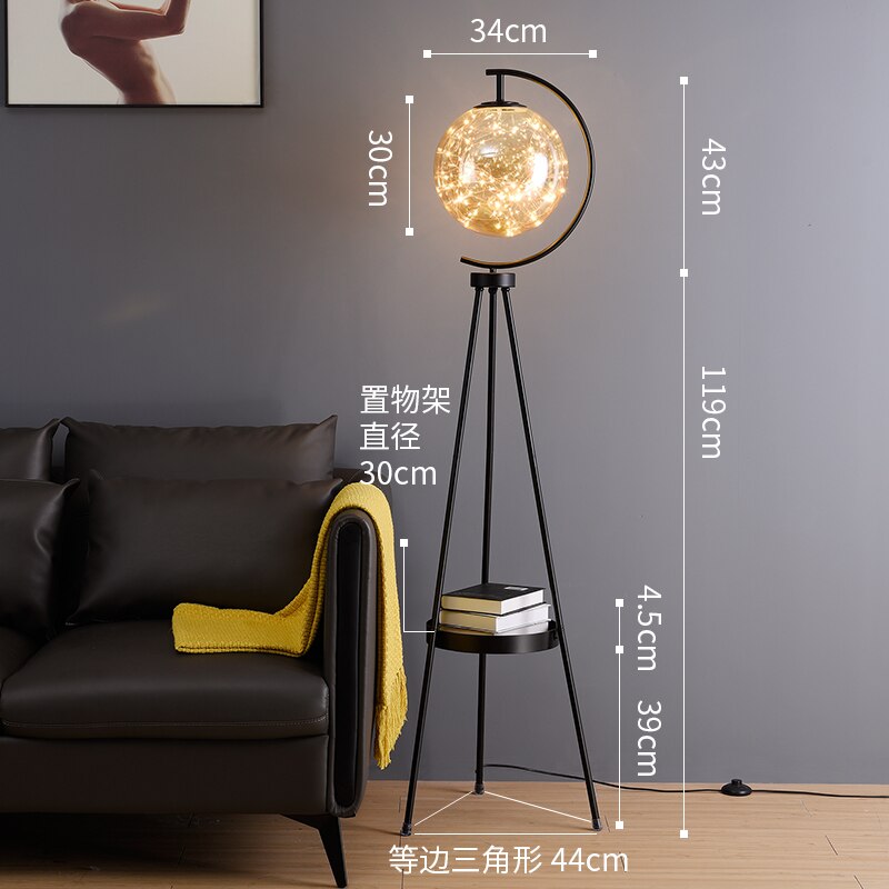 Floor Lamp for Living Room with Glass Ball
