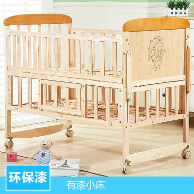 Solid Wood Crib Paint-Free Baby Bed Bassinet