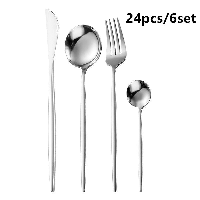 Gold Cutlery Set Stainless Steel Dinnerware Silverware Knife Fork Spoon