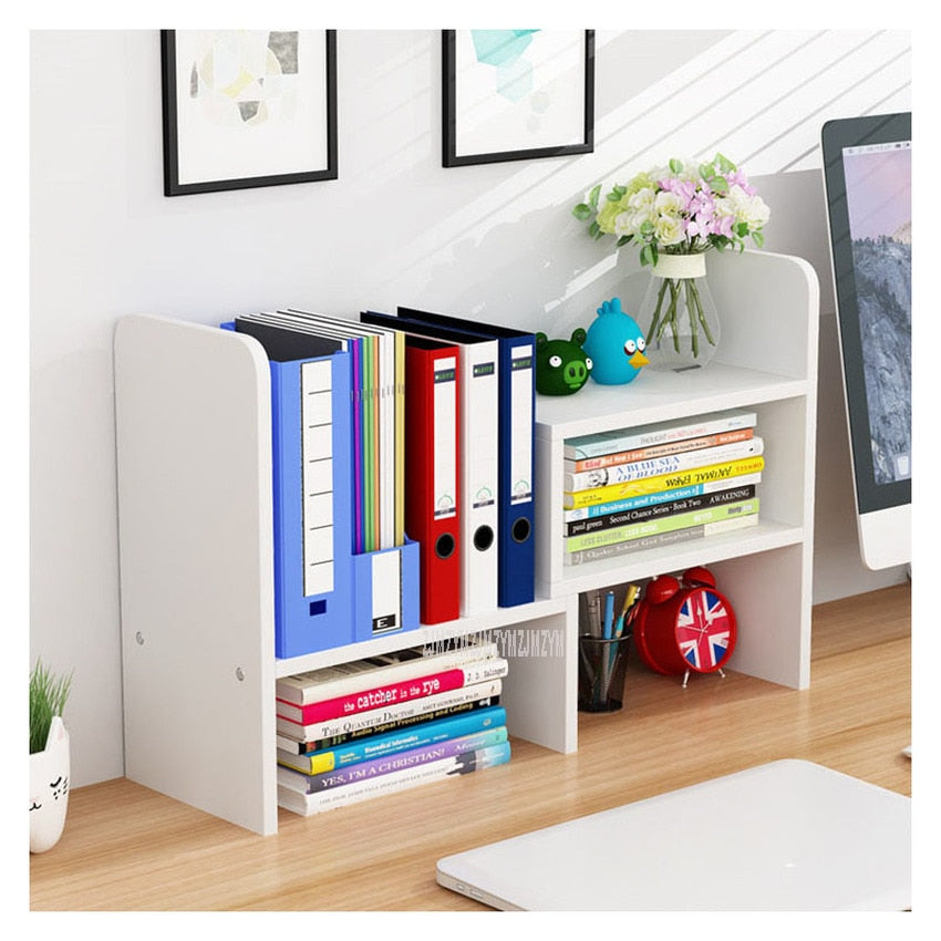 Desktop Bookshelf Storage Shelf Rack Modern Table Desktop Bookcase
