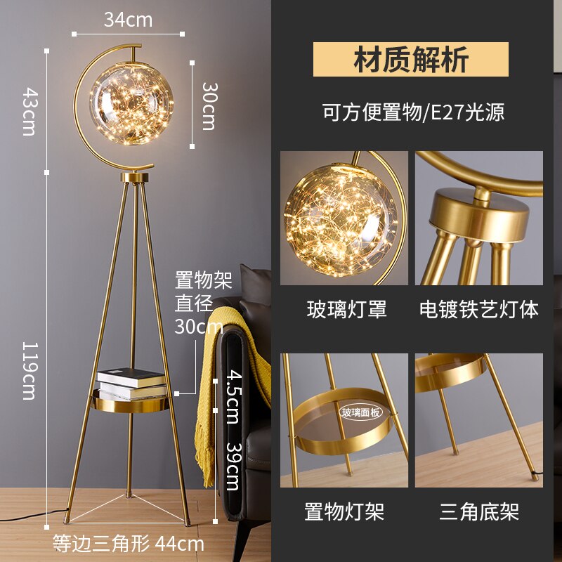 Floor Lamp for Living Room with Glass Ball