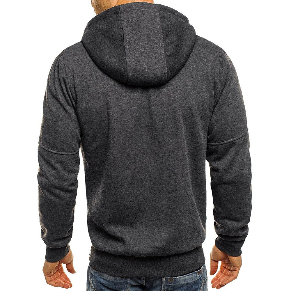 Jacket Men Sweatshirt Solid Hooded