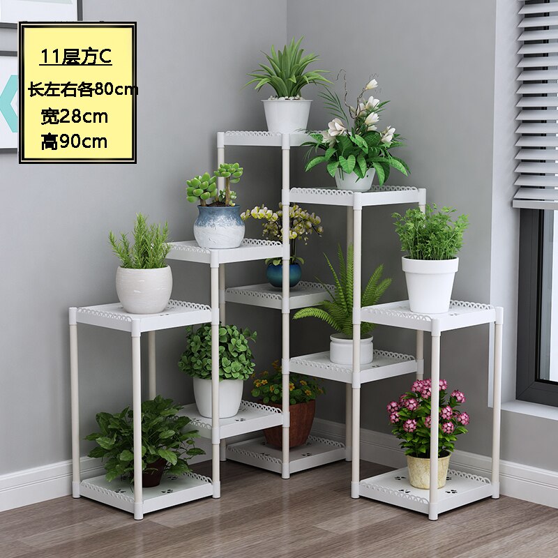 Flower Shelf Indoor Balcony Stand Plastic Frame Rack