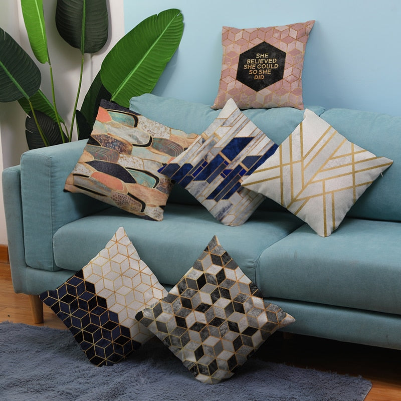 Pack of 2 - Golden Edge Design Pillow Covers Cushion Cover