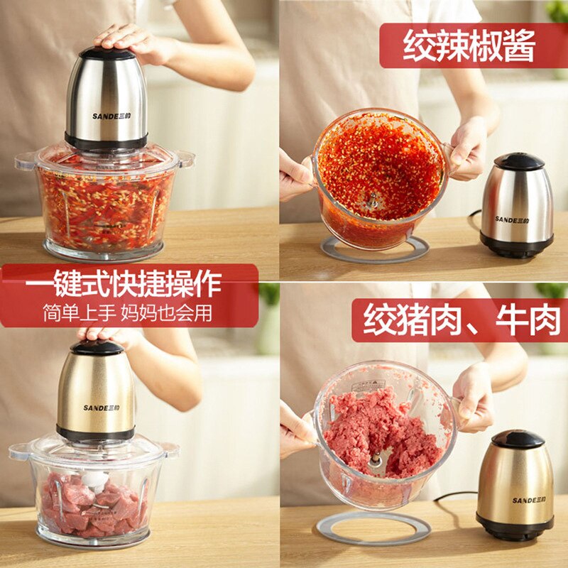Meat Grinder Electric Stainless Steel Mixer 2L Food Processor Portable Blender