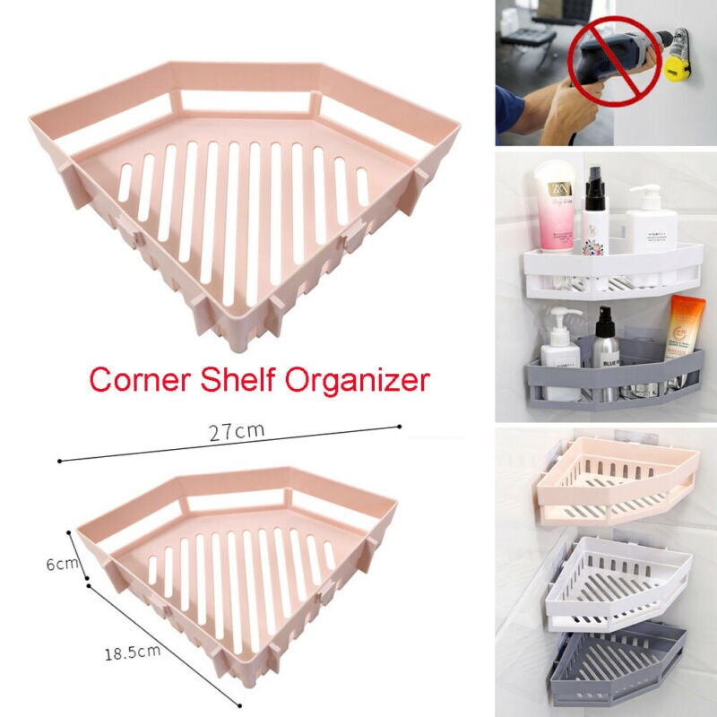 Pack of 3 Suction Wall Triangular Shower Caddy Shelf Bathroom Corner
