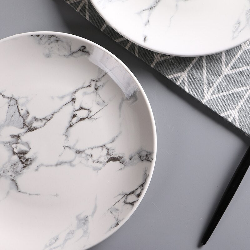 Marble Look Dinner Plates Ceramic Tableware