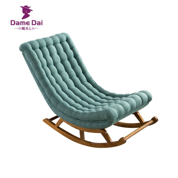 Modern Rocking Lounge Chair Fabric Upholstery and Wood Luxury Rocking Chair