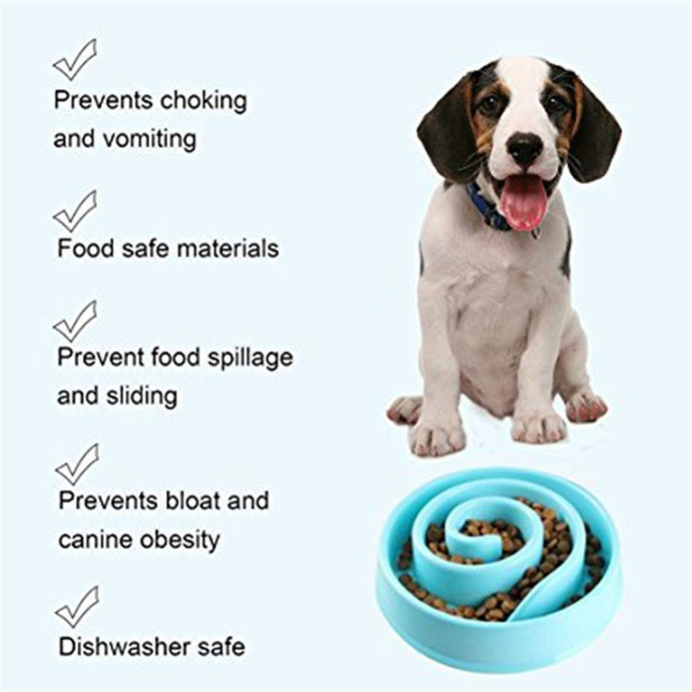 Pet Dog Feeding Food Bowls Puppy Slow Eating Feeder