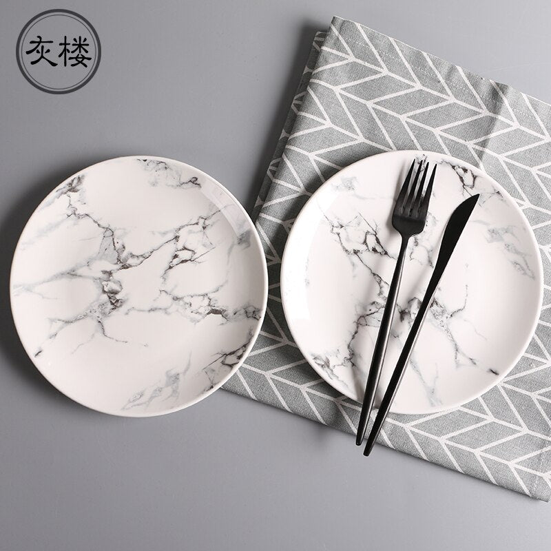 Marble Look Dinner Plates Ceramic Tableware