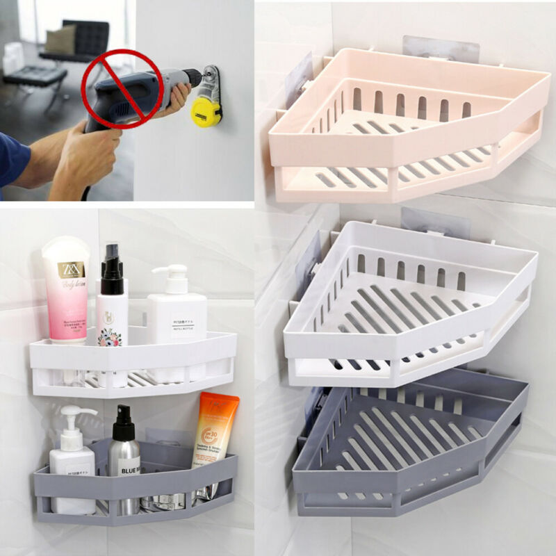 Pack of 3 Suction Wall Triangular Shower Caddy Shelf Bathroom Corner