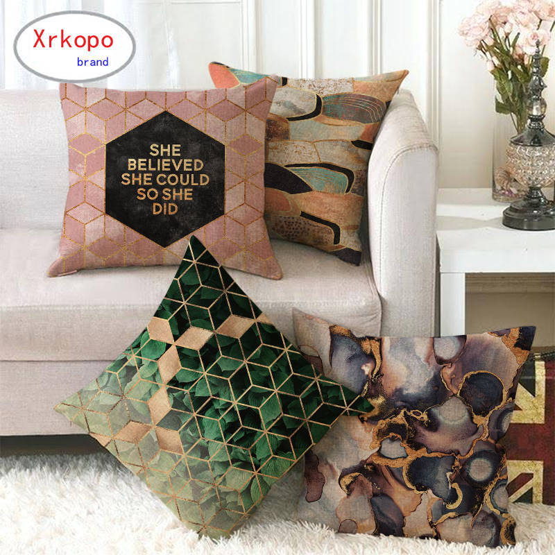 Pack of 2 - Golden Edge Design Pillow Covers Cushion Cover