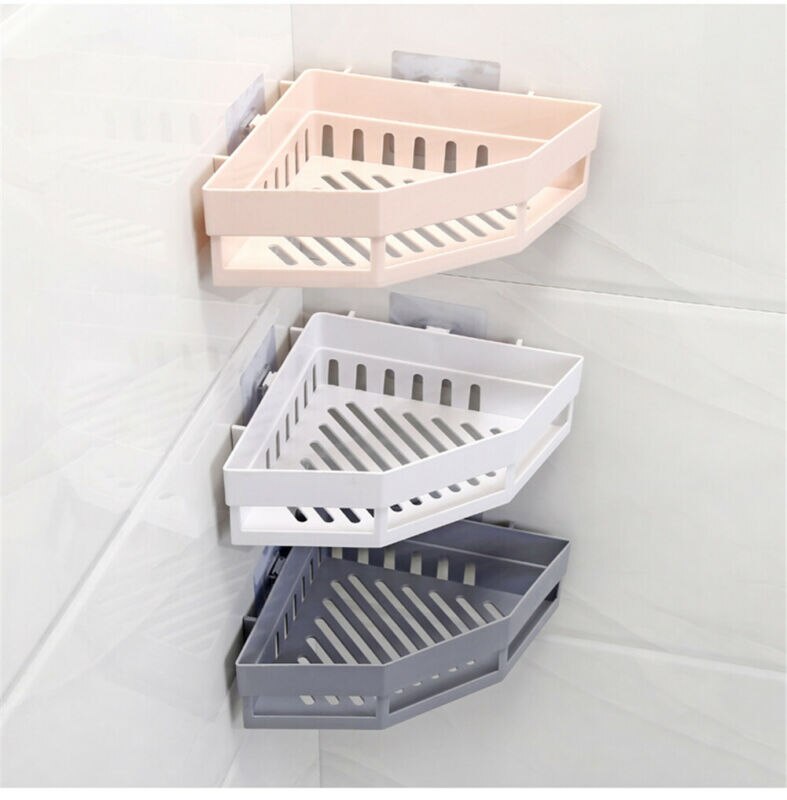 Pack of 3 Suction Wall Triangular Shower Caddy Shelf Bathroom Corner