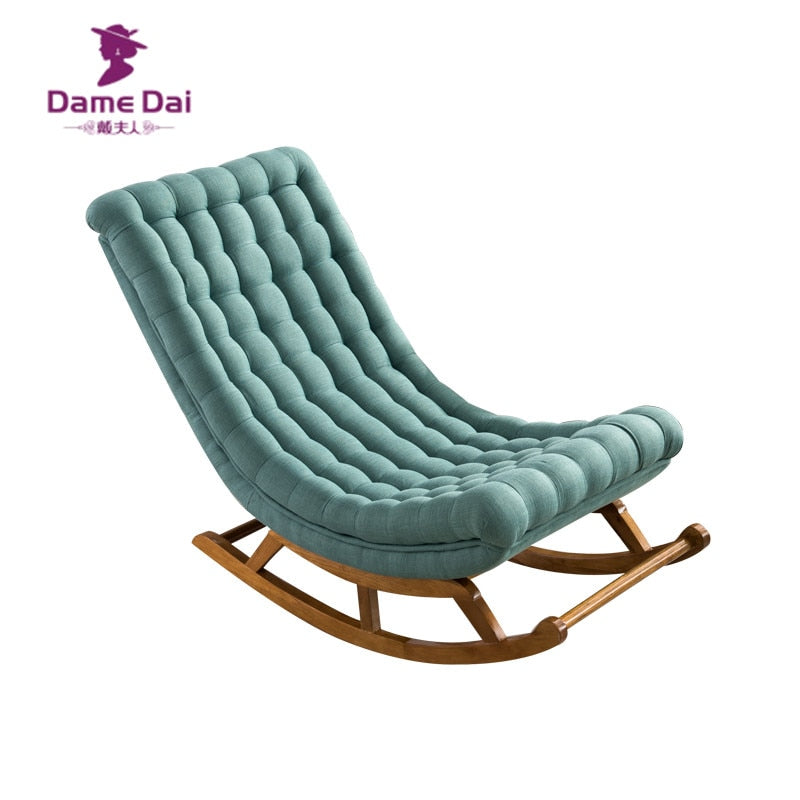 Modern Rocking Lounge Chair Fabric Upholstery and Wood Luxury Rocking Chair