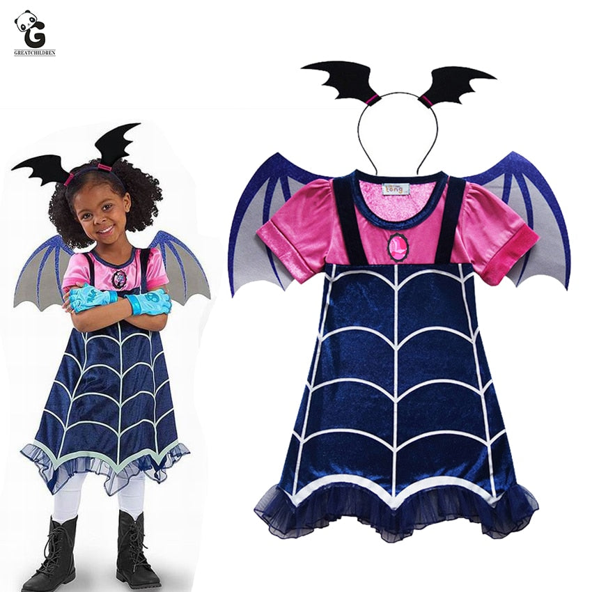 Kids Girls Anime Costume Halloween Cosplay Carnival Party Vampire Fancy Dress
