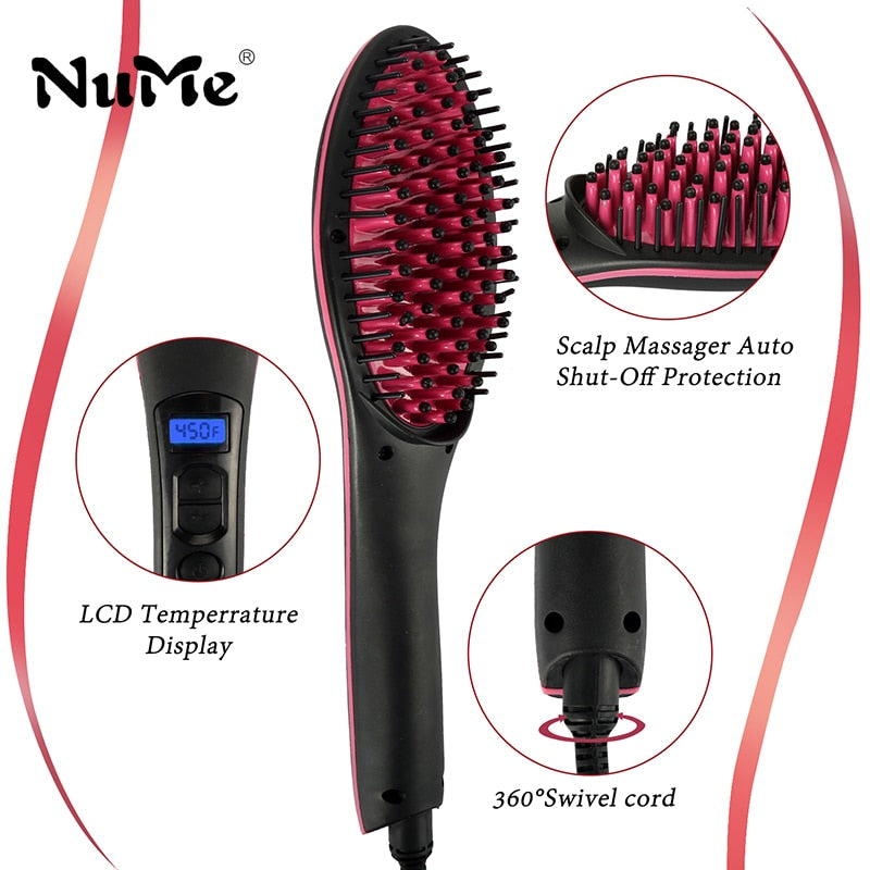 Hair Straightener Brush Fast Straightening Comb LCD Display