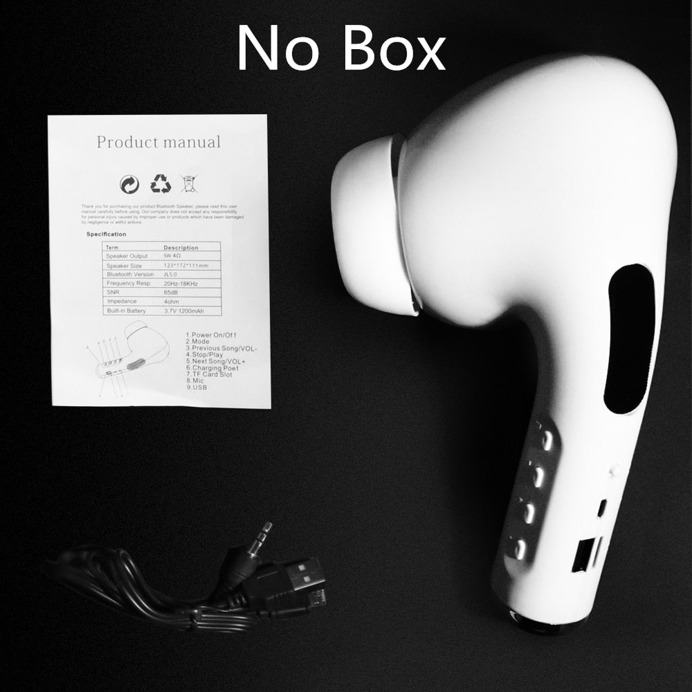 Giant Portable Headset Bluetooth Speaker with FM Radio Mic TF Card AUX Cable