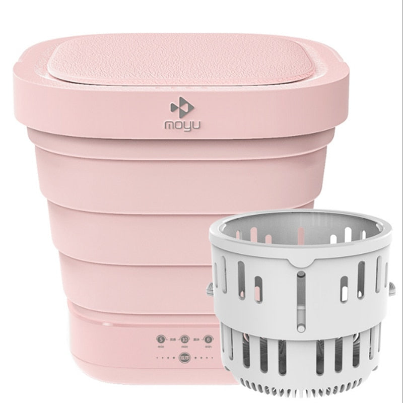 Electric Mini Washing Machine Foldable Portable Washer With Dehydration Function For Travel Trip