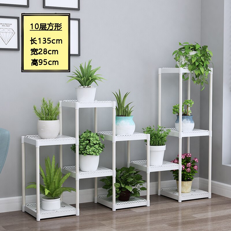 Flower Shelf Indoor Balcony Stand Plastic Frame Rack