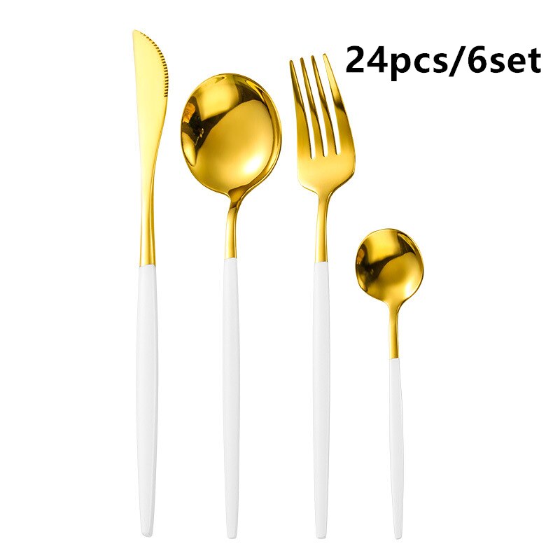 Gold Cutlery Set Stainless Steel Dinnerware Silverware Knife Fork Spoon