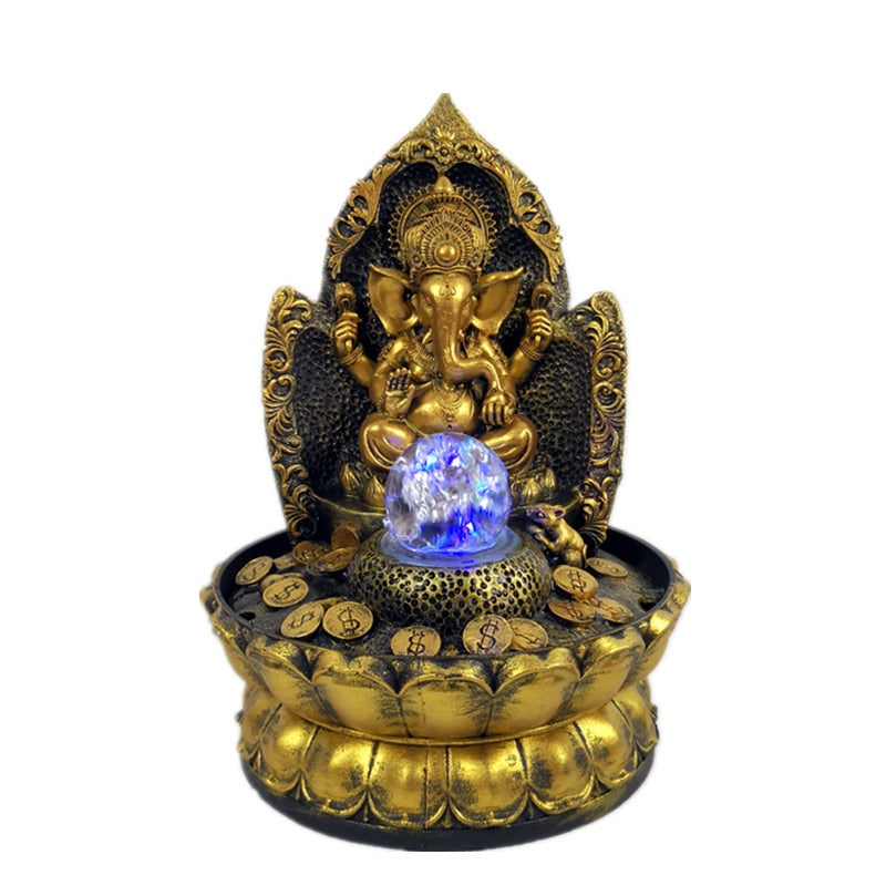 Ganesha Statue Elephant Hindu God Idol Water Fountain