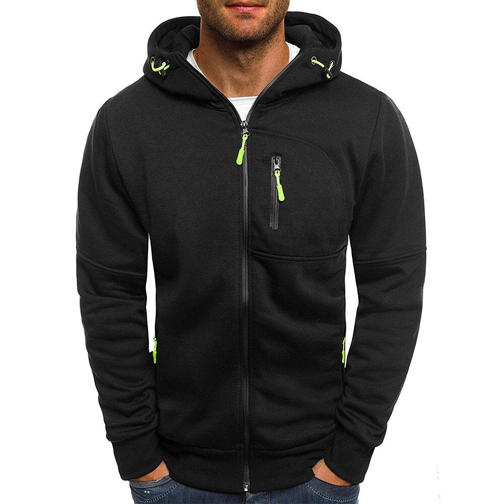 Jacket Men Sweatshirt Solid Hooded