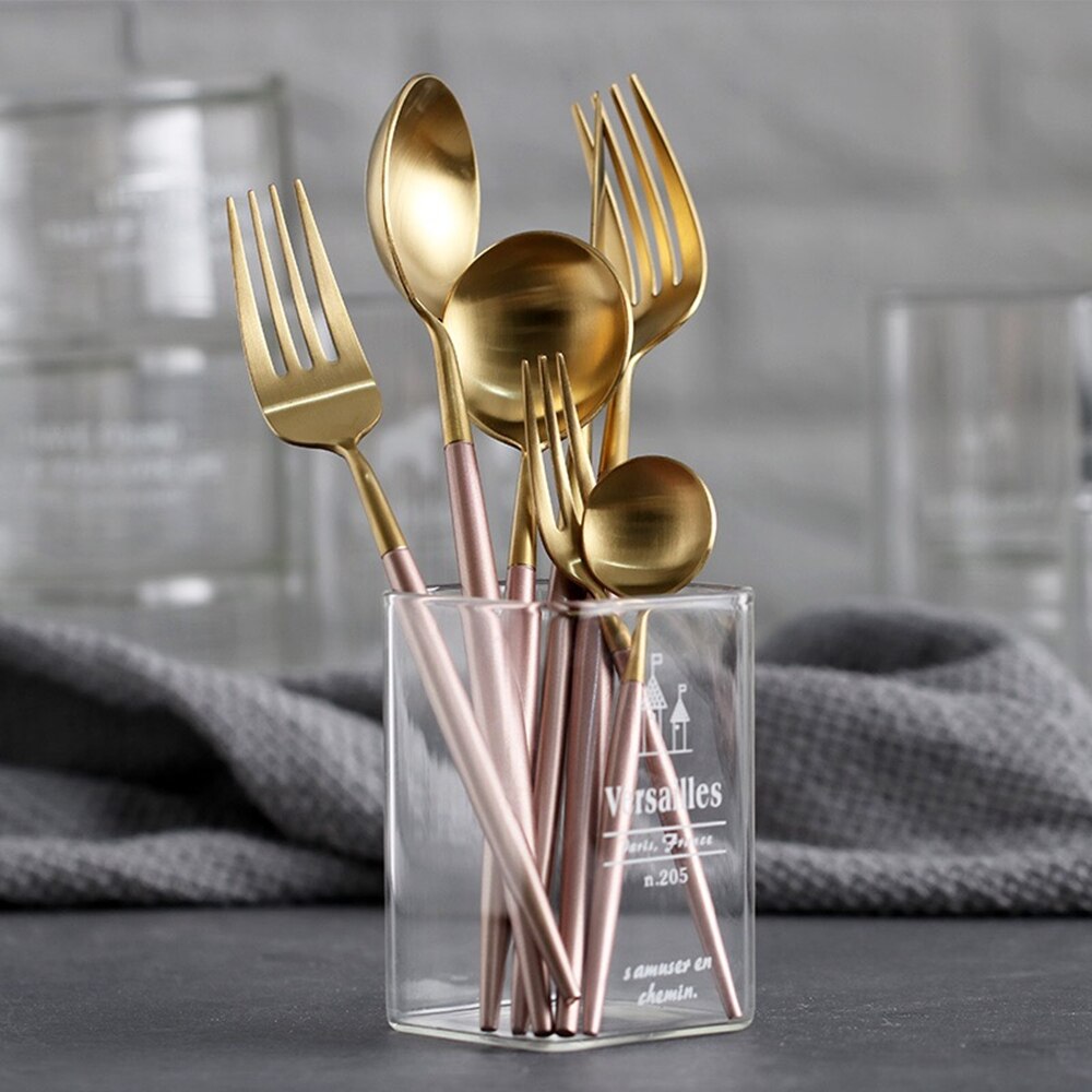 Gold Cutlery Set Stainless Steel Dinnerware Silverware Knife Fork Spoon
