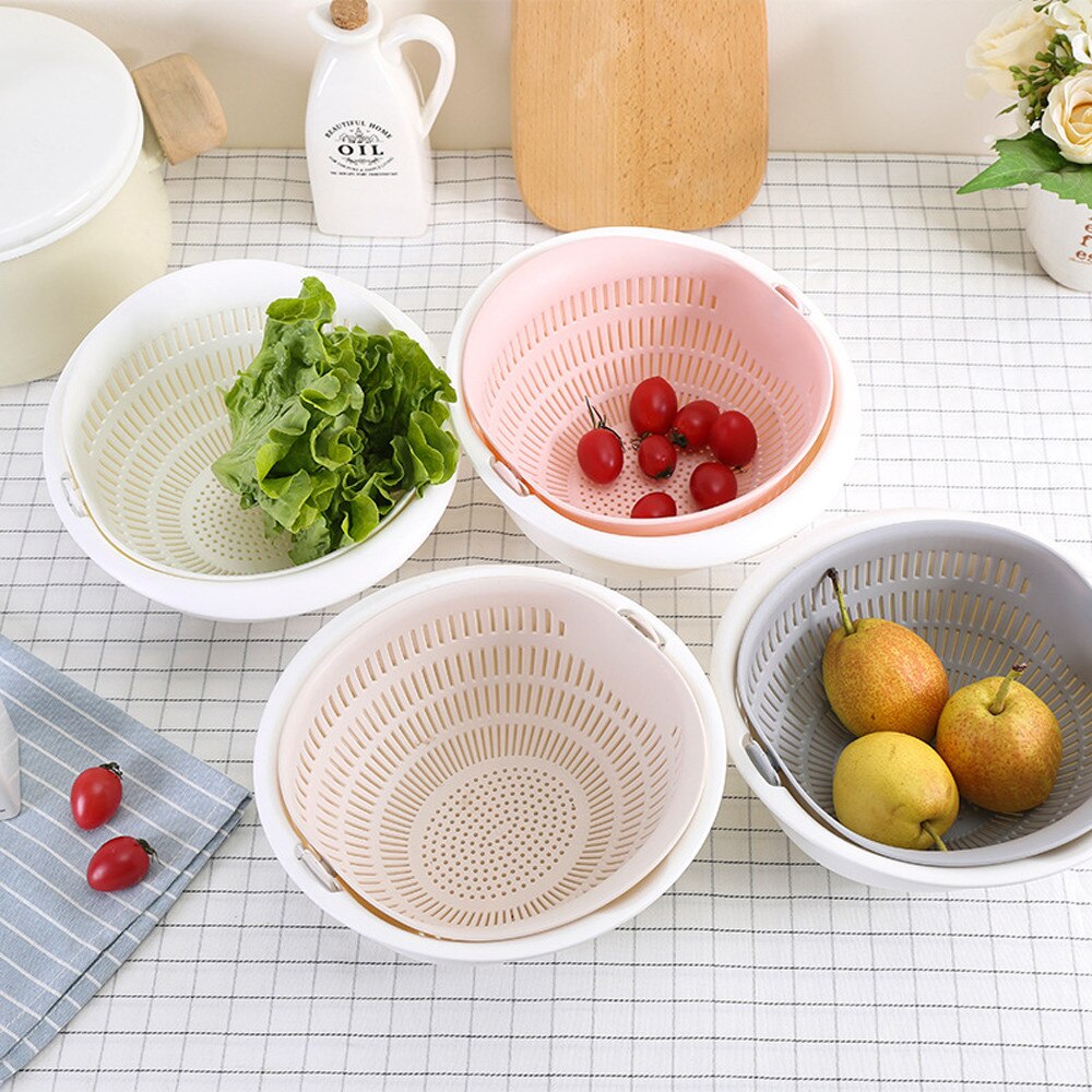Pack of 2 Double Drain Basket Bowl Strainer