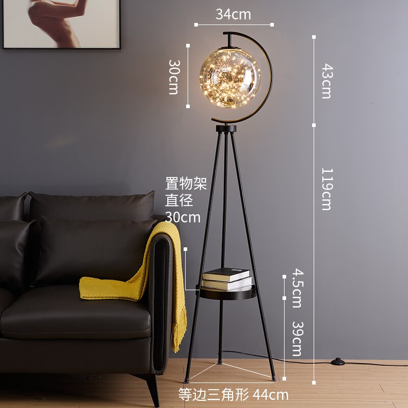 Floor Lamp for Living Room with Glass Ball